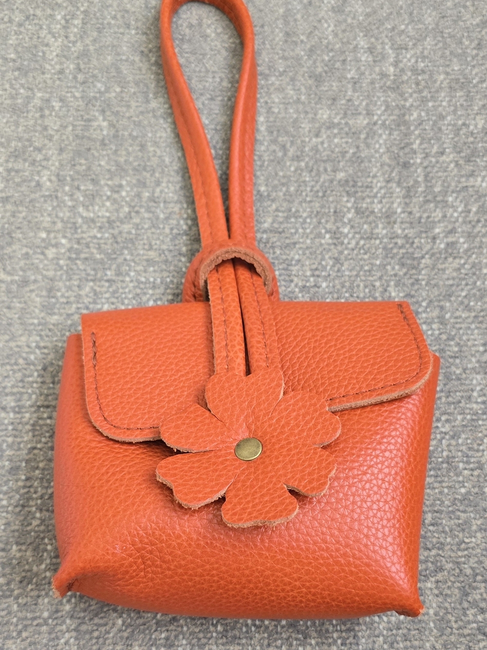 Portland Leather Orange Floral Wristlet Clutch